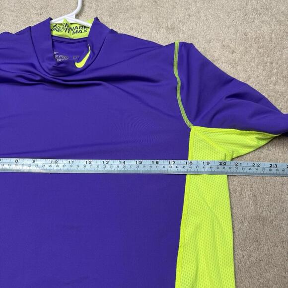 Nike Pro Combat Hyperwarm Dri-Fit Max Shirt Purple Neon Yellow Size L Fitted Y2K - Picture 8 of 8